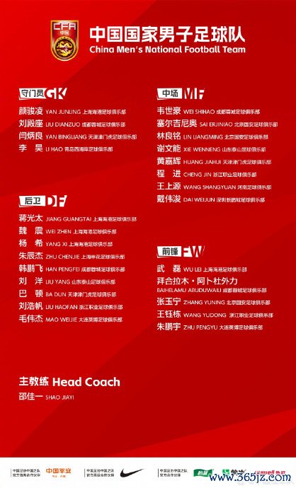 国足战泰国队首发声势公布