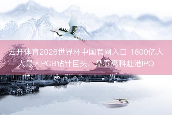 云开体育2026世界杯中国官网入口 1600亿人人最大PCB钻针巨头，鼎泰高科赴港IPO