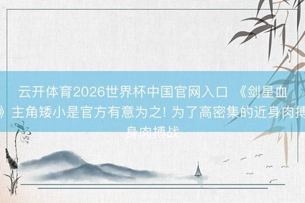 云开体育2026世界杯中国官网入口 《剑星血雨》主角矮小是官方有意为之! 为了高密集的近身肉搏战