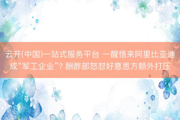 云开(中国)一站式服务平台 一醒悟来阿里比亚迪成“军工企业”? 酬酢部怒怼好意思方额外打压