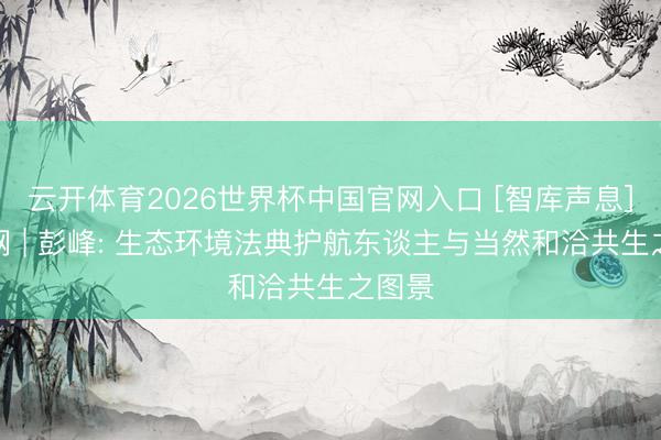 云开体育2026世界杯中国官网入口 [智库声息]法治网 | 彭峰: 生态环境法典护航东谈主与当然和洽共生之图景