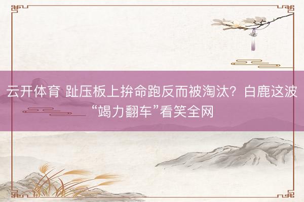云开体育 趾压板上拚命跑反而被淘汰?白鹿这波“竭力翻车”看笑全网