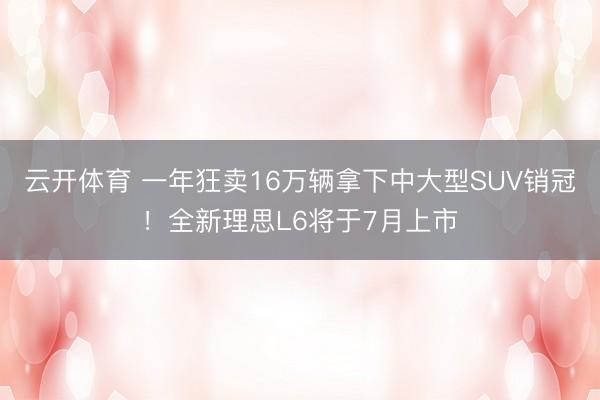 云开体育 一年狂卖16万辆拿下中大型SUV销冠！全新理思L6将于7月上市